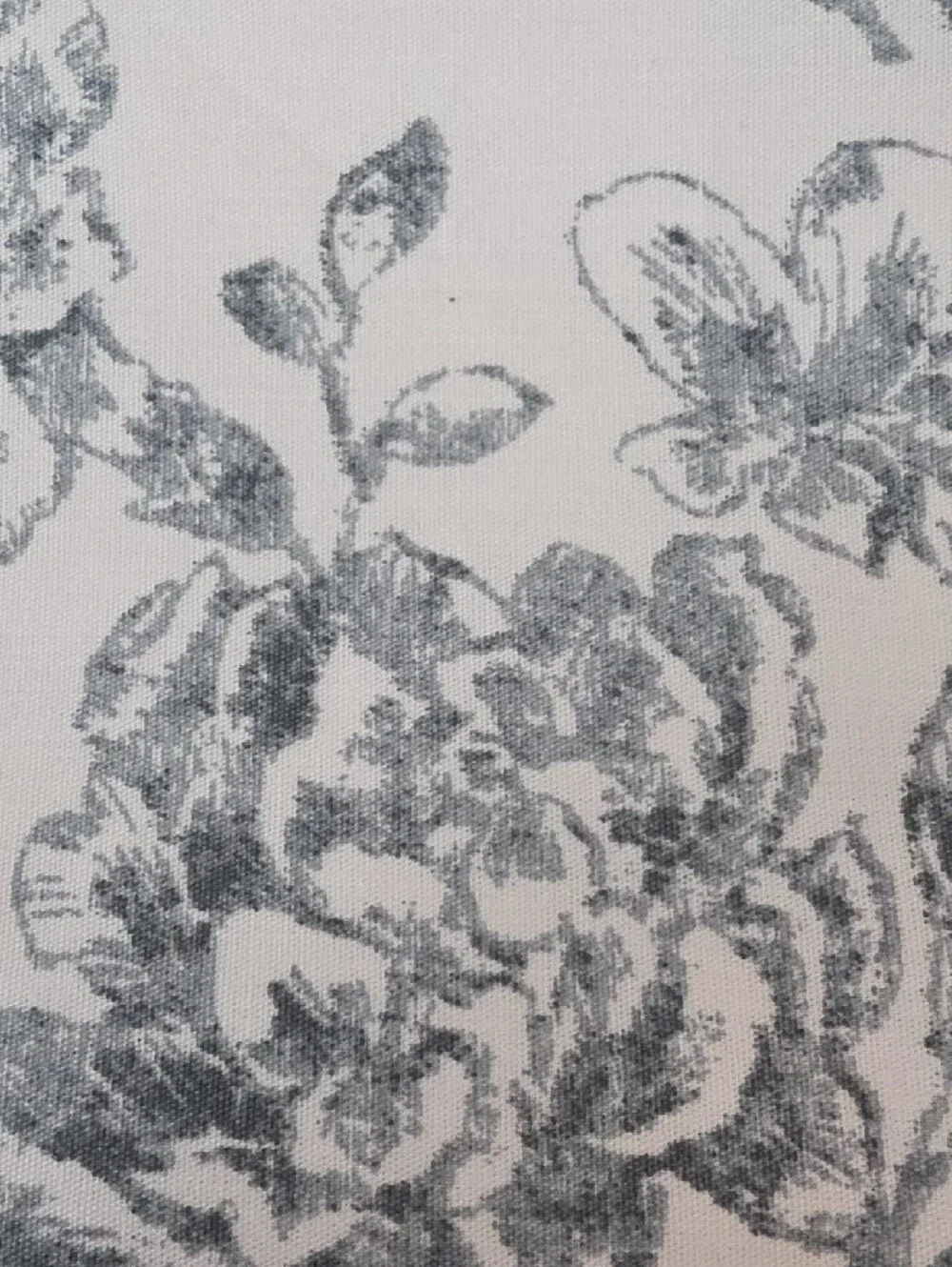 Tahari Cotton Botanical Floral White Blue Block Print Full/Queen Comforter Set